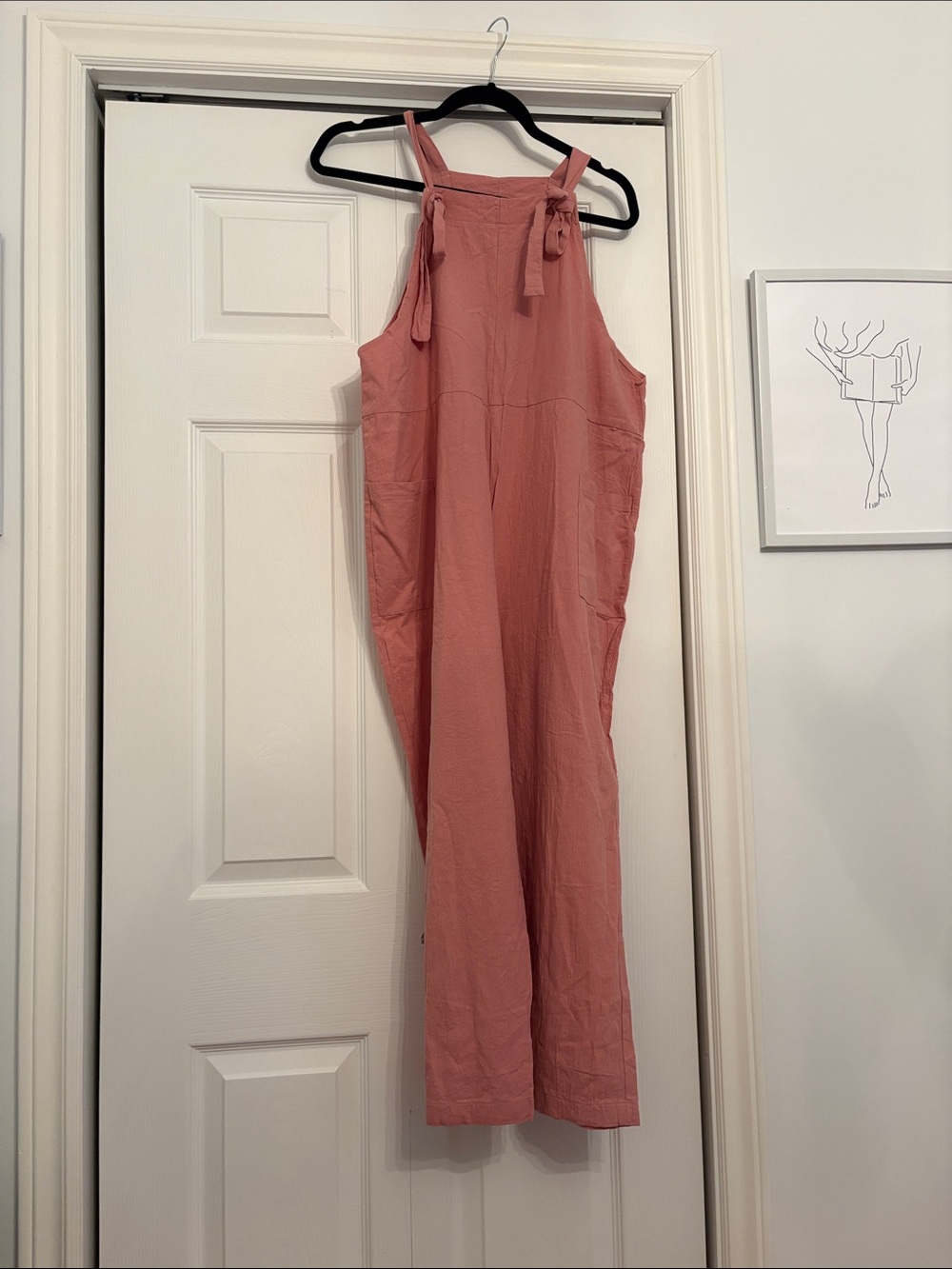 SHEIN Dusty Rose Tie-Shoulder Wide-Leg Jumpsuit